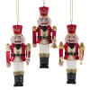 Kurt Adler 4.5" Set of 3 Red and Gold Nutcracker Christmas Ornament D4706 Online