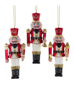 Kurt Adler 4.5" Set of 3 Red and Gold Nutcracker Christmas Ornament D4706 Online
