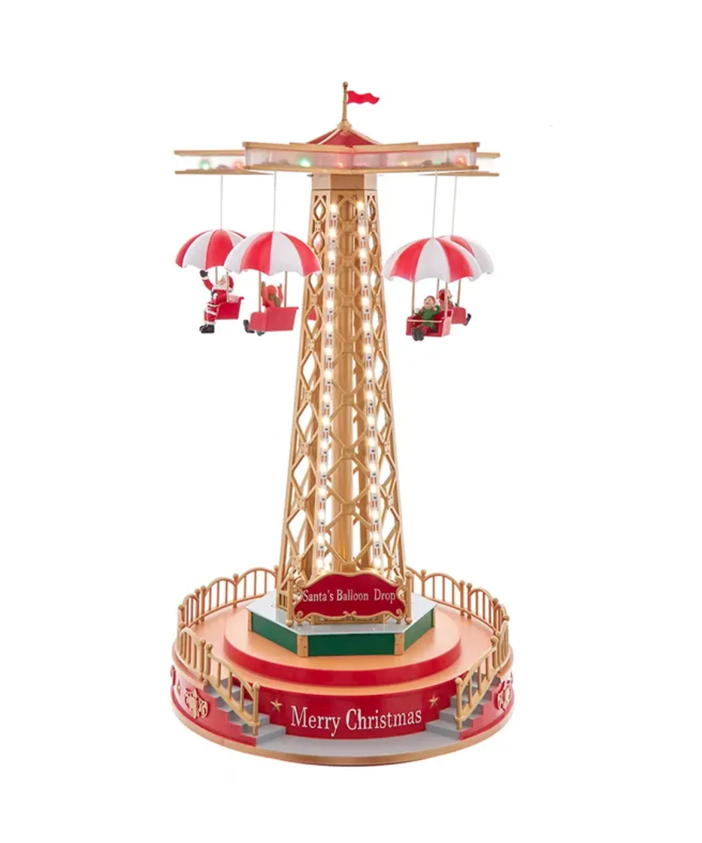 Kurt Adler LED Lighted Musical Santa Balloon Drop Table Piece Christmas Decoration JEL1336 New