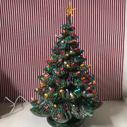 Handmade Ceramics Large Lighted Green Ceramic Christmas Tree 23" Sale