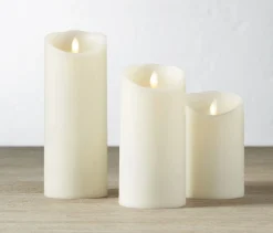 Liown 3.5" x 5", 7", or 9" Moving Flame Ivory-Vanilla Scented Pillar Battery Candle Hot