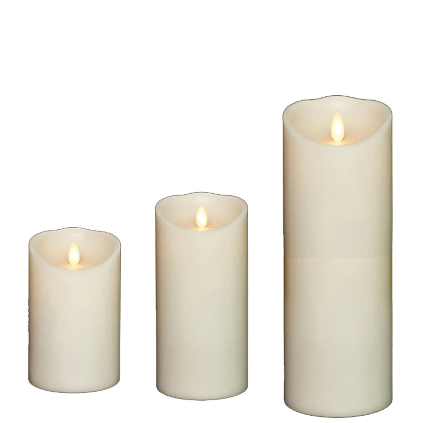 Liown 3.5" x 5", 7", or 9" Moving Flame Ivory-Vanilla Scented Pillar Battery Candle Hot