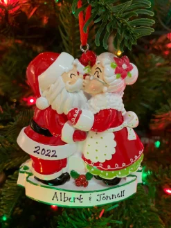 Polar X Mr. and Mrs. Claus Kissing Personalized Christmas Ornament OR2391 Outlet