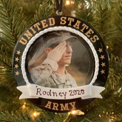 Polar X Personalized Black Army Frame Christmas Ornament Outlet