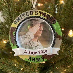 Polar X Personalized Camo Army Frame Christmas Ornament Discount