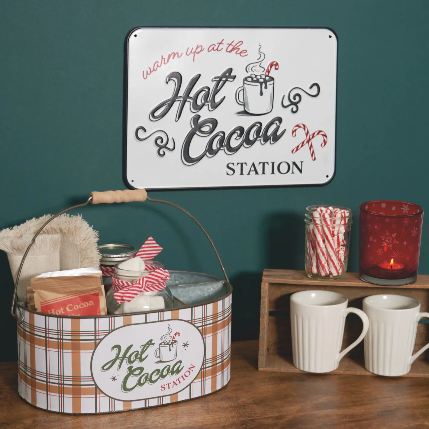 Primitives By Kathy 13.5" Hot Cocoa Station Metal Christmas Sign 119011 Best