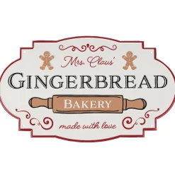 Primitives By Kathy 17" Mrs. Claus Gingerbread Bakery Metal Christmas Sign 119010 Clearance