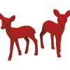 Primitives By Kathy 6" Red Velvet Flocked Deer Christmas Figures Set of 2 107781 Online