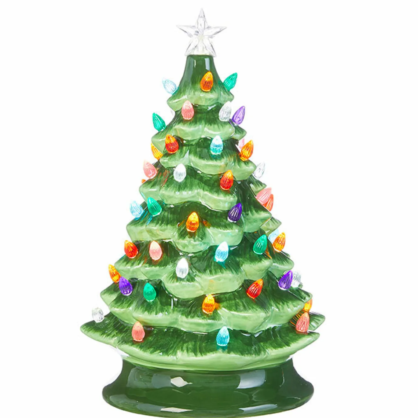 Raz Imports Raz 8", 13", or 17" Battery Operated Lighted Green Ceramic Christmas Tree New
