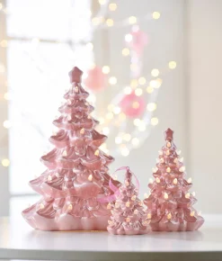 Raz Imports Raz 5", 8", or 13" Lighted Pink Ceramic Christmas Tree Sale