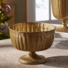 Raz Imports Raz 9.5" Antique Gold Pedestal Metal Bowl Christmas Decoration 4428125 Discount