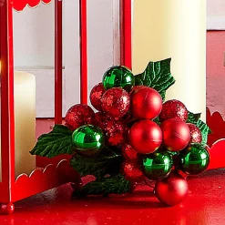 Raz Imports Raz 10" Ball Ornament Cluster Holly Pick Christmas Tree Spray F4506665
