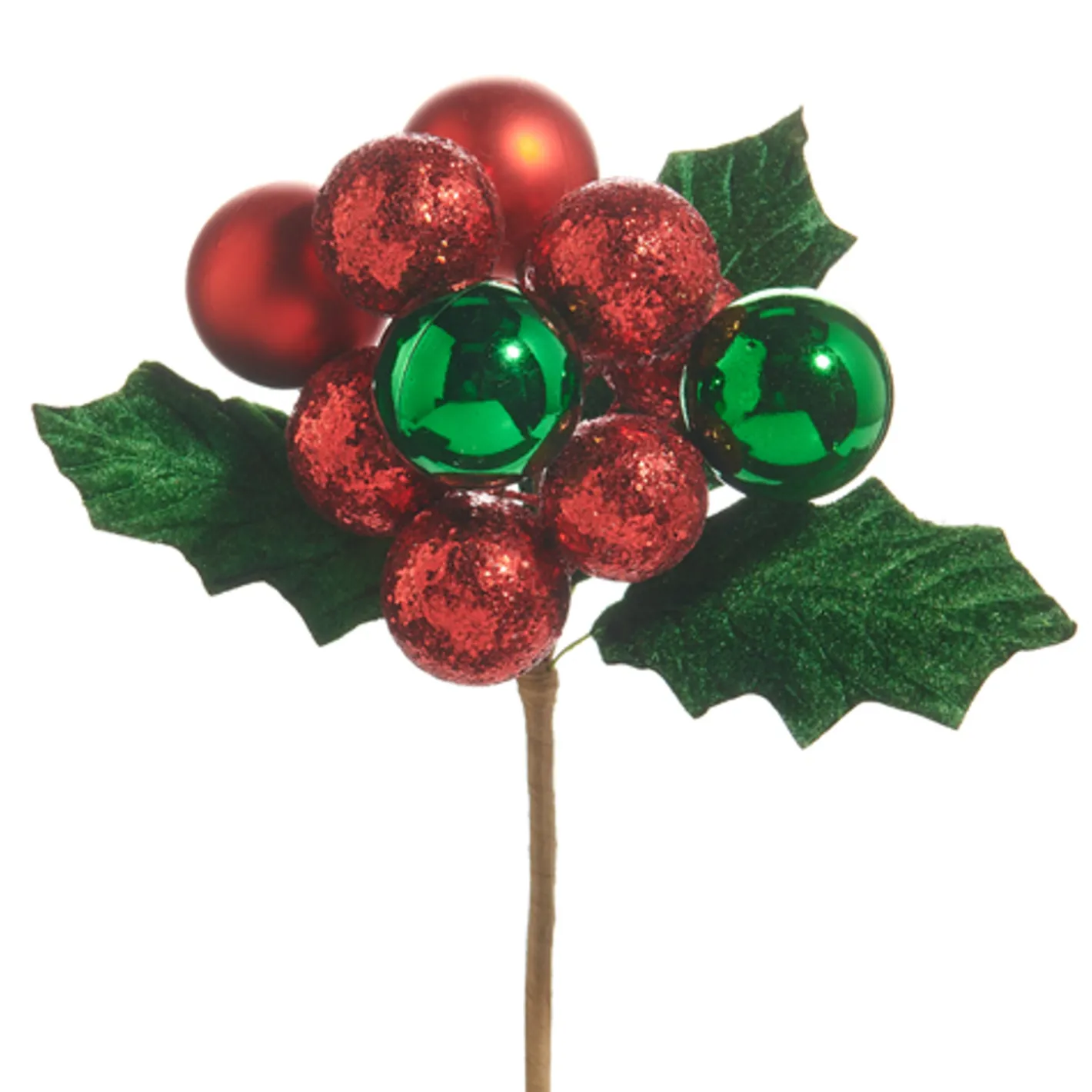 Raz Imports Raz 10" Ball Ornament Cluster Holly Pick Christmas Tree Spray F4506665