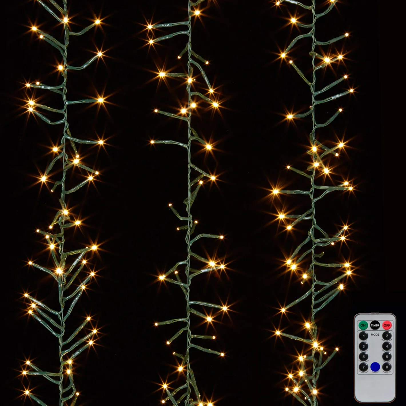 Raz Imports Raz 15' Battery Operated Cluster Garland Green Wire with White Compact Christmas Lights G3937045 Outlet