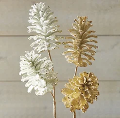 Raz Imports Raz 21.5" Beaded and Glittered Pinecone Stem Christmas Tree Spray F4106758 Outlet