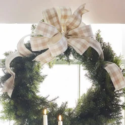 Raz Imports Raz 2.5" Beige and White Gingham Wired Christmas Ribbon R4427735 Hot