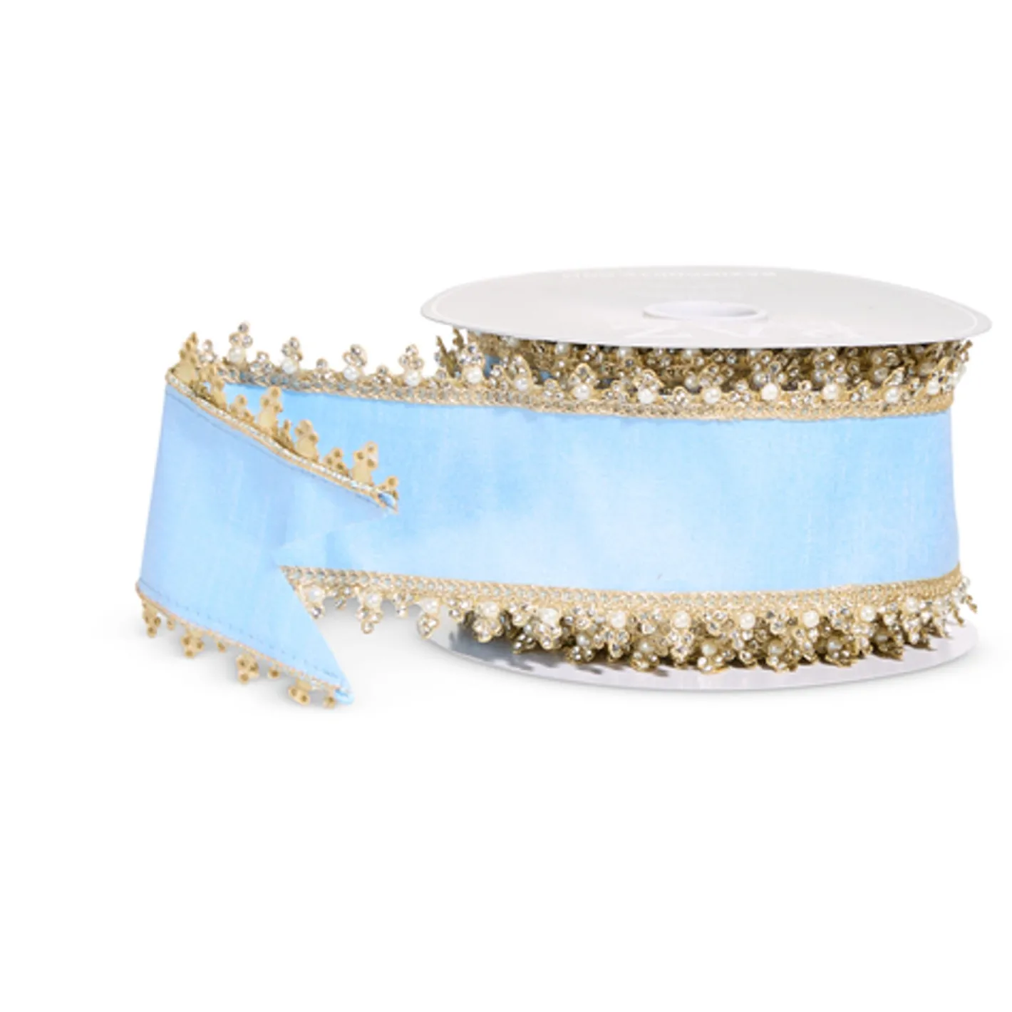 Raz Imports Raz 4" Blue and Gold Jewel Edge Wired Christmas Ribbon R4571877