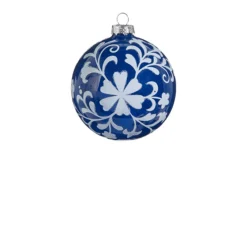 Raz Imports Raz 4" Blue and White Floral Delft Glass Christmas Ornament 4424554 Online