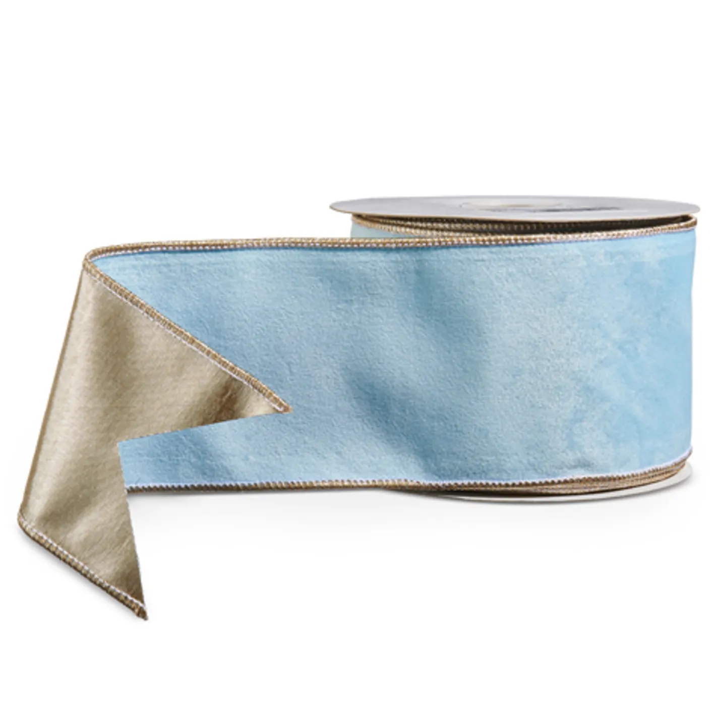 Raz Imports Raz 4" Blue Velvet with Champagne Back Wired Christmas Ribbon R4527831 Discount