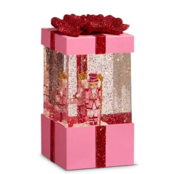 Raz Imports Raz 7.75" Blushing Pink Christmas Present Water Globe with Nutcracker 4400758 Discount