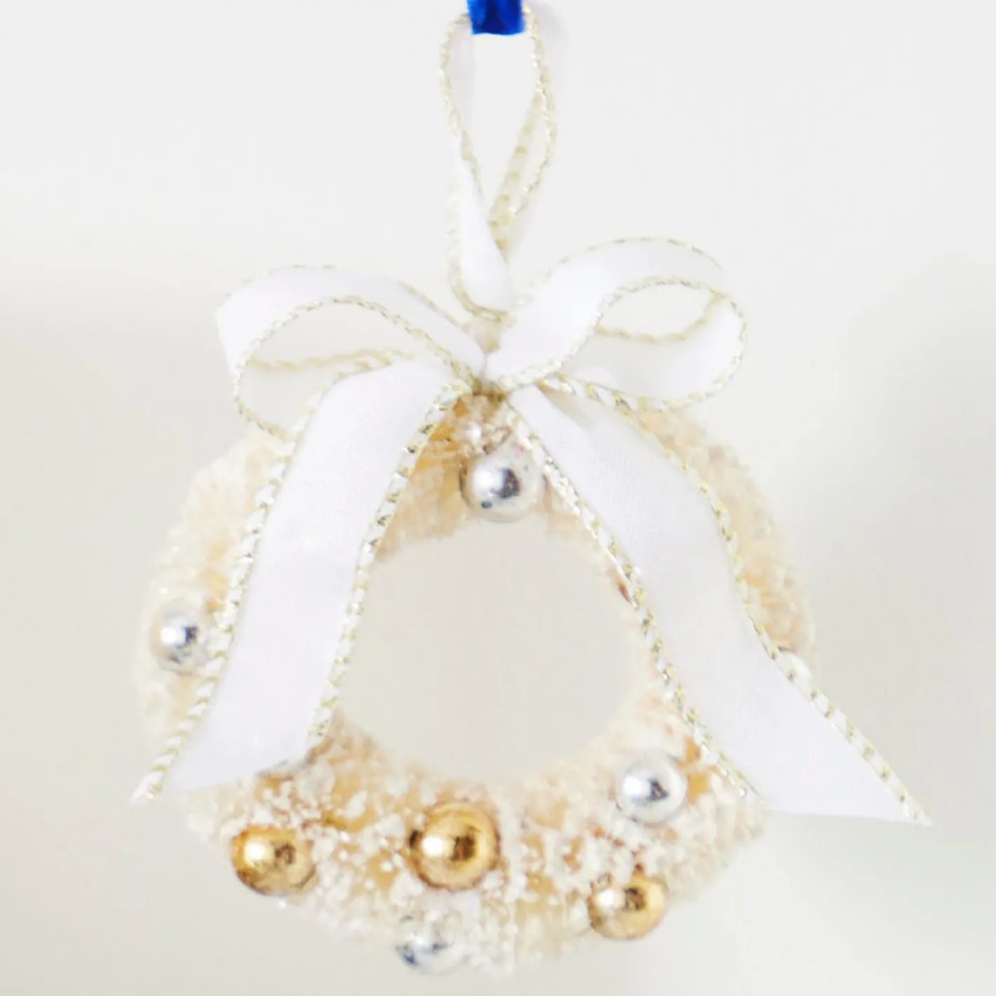 Raz Imports Raz 5.5" Bottle Brush Ivory and Gold Wreath Christmas Ornament 4319150 Online