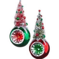 Raz Imports Raz 7.25" Bottle Brush Tree Reflector Glass Christmas Ornament 4352870 Hot