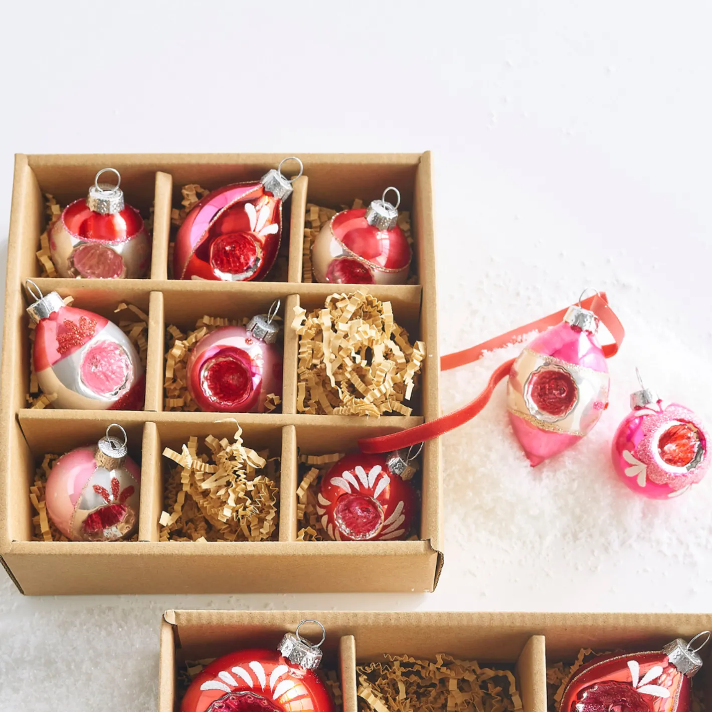 Raz Imports Raz 2.75" Box of Vintage Pink Reflector Glass Christmas Ornament 4423005 Discount