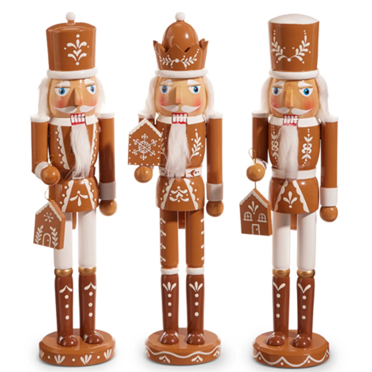 Raz Imports Raz 15.5" Brown and White Wooden Gingerbread Nutcracker Christmas Decoration 4422824 Online