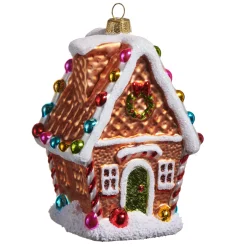 Raz Imports Raz 4.7" Brown Gingerbread House Glass Christmas Ornament 4552920 New