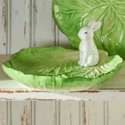 Raz Imports Raz 8" Cabbage Leaf with Bunny Easter Tray 4410198