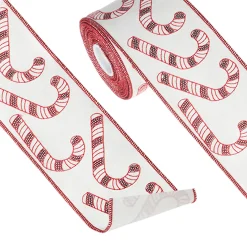 Raz Imports Raz 4" Candy Cane Sequined Wired Christmas Ribbon R4227728 Discount