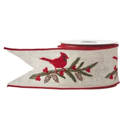Raz Imports Raz 4" Cardinal Wired Embroidered Christmas Ribbon R4171874 Clearance