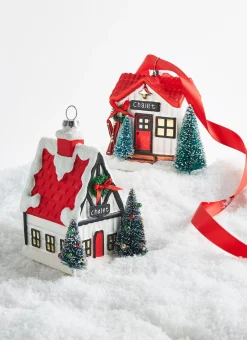 Raz Imports Raz 4" Chalet Cabin Glass Christmas Ornament 4320942 Clearance