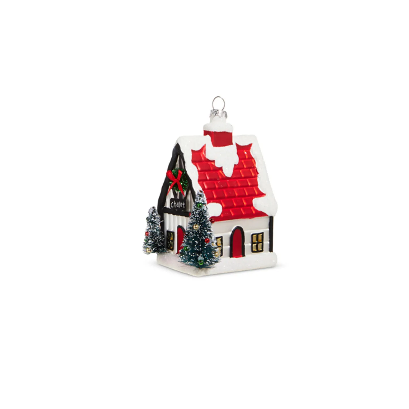 Raz Imports Raz 4" Chalet Cabin Glass Christmas Ornament 4320942 Clearance