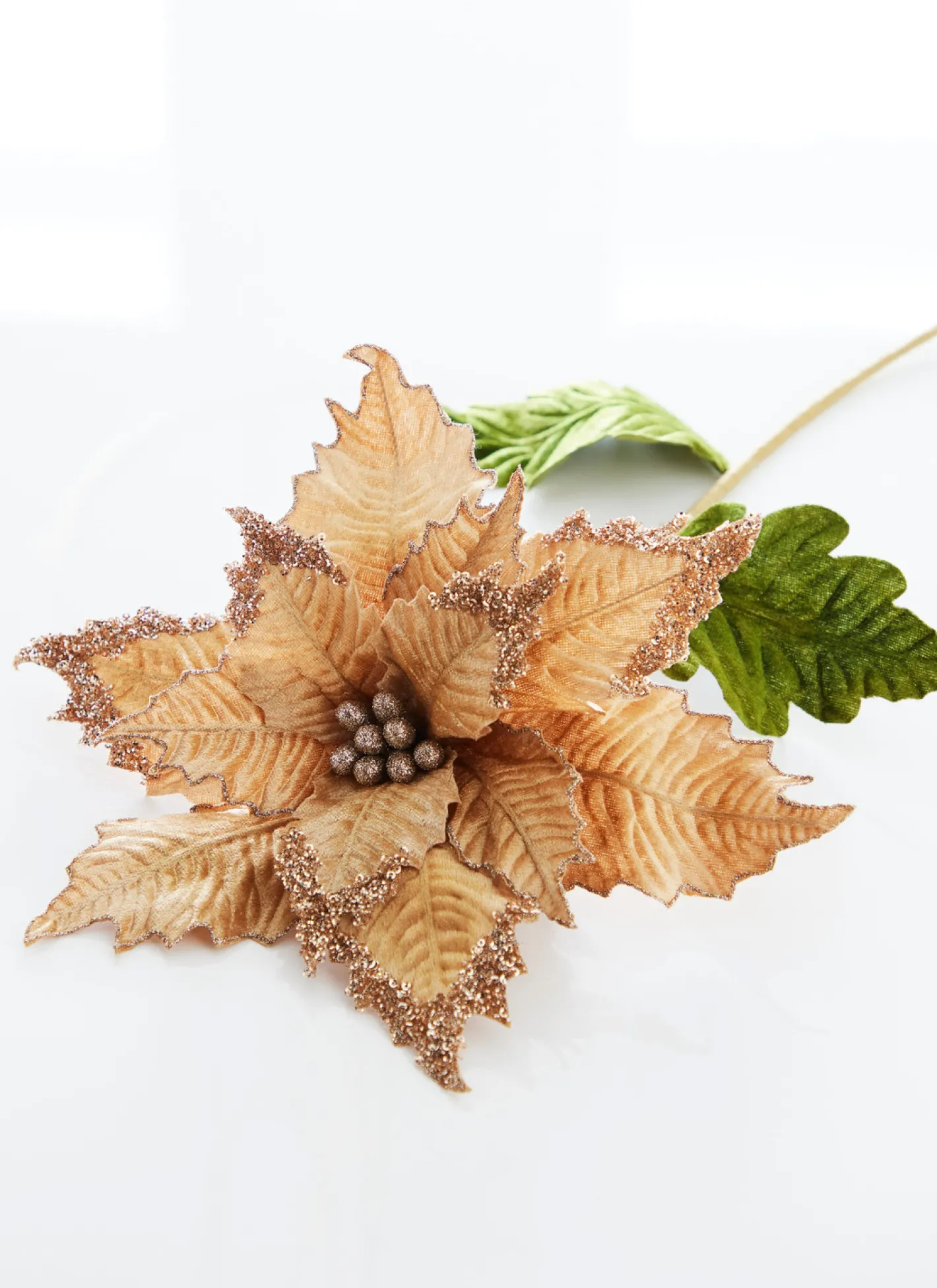 Raz Imports Raz 27" Champagne Gold Velvet Poinsettia Stem Christmas Tree Pick F4306732