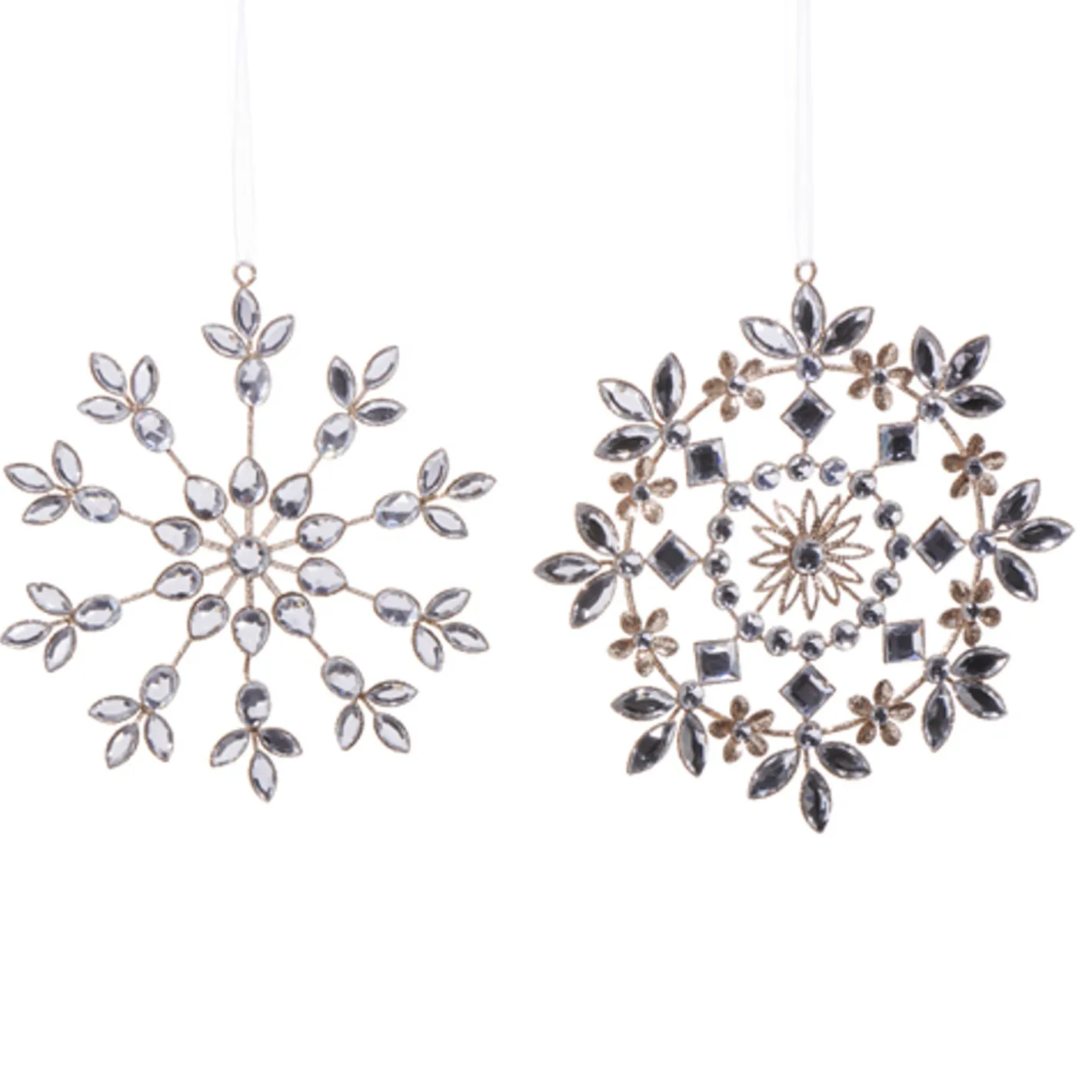 Raz Imports Raz 6.5" Clear Jeweled Snowflake Ornament Set of 2 4513579 Outlet