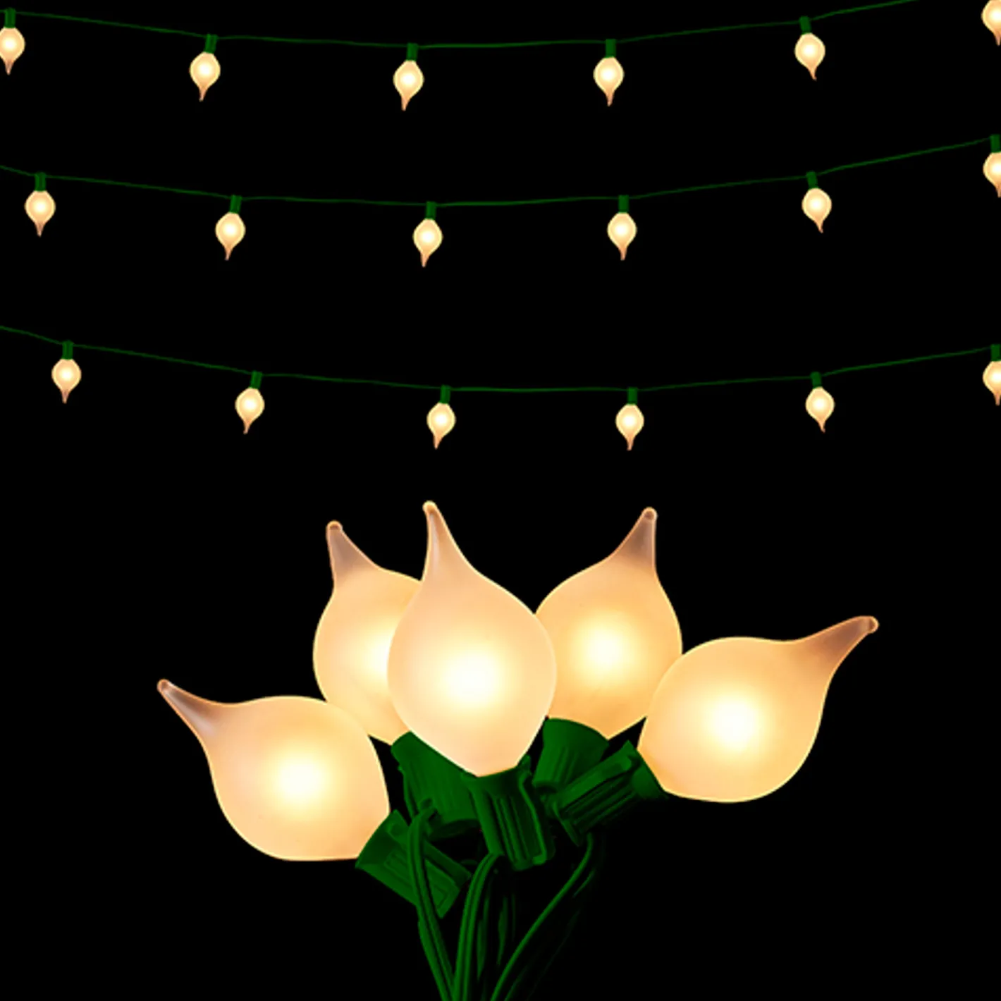 Raz Imports Raz 14' Connectable Matte Kismet String Matte White Lights on Green Wire L4237004 Discount