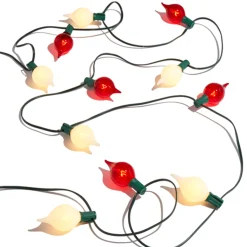 Raz Imports Raz 14' Connectable Shiny Kismet String Lights with Red and White Lights on a Green Wire L4237025 Clearance