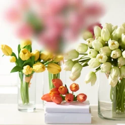 Raz Imports Raz 12" Coral, Yellow, or White Real Touch Tulip Bundle Sale