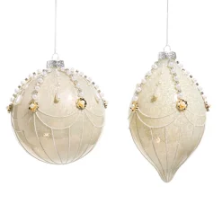 Raz Imports Raz 5" Cream and Pearl Fairground Glass Christmas Ornament 4524992 Discount