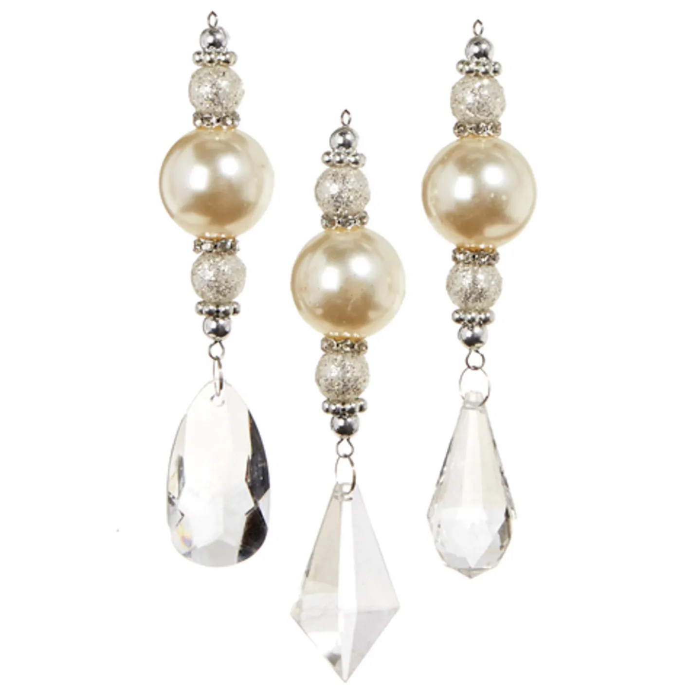 Raz Imports Raz 5.75" Crystal Pearl Drop Christmas Ornament Set of 3 4312512 Discount