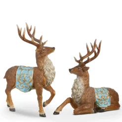 Raz Imports Raz 14" Deer with Blue Saddle Blanket Set of 2 4312143 Sale