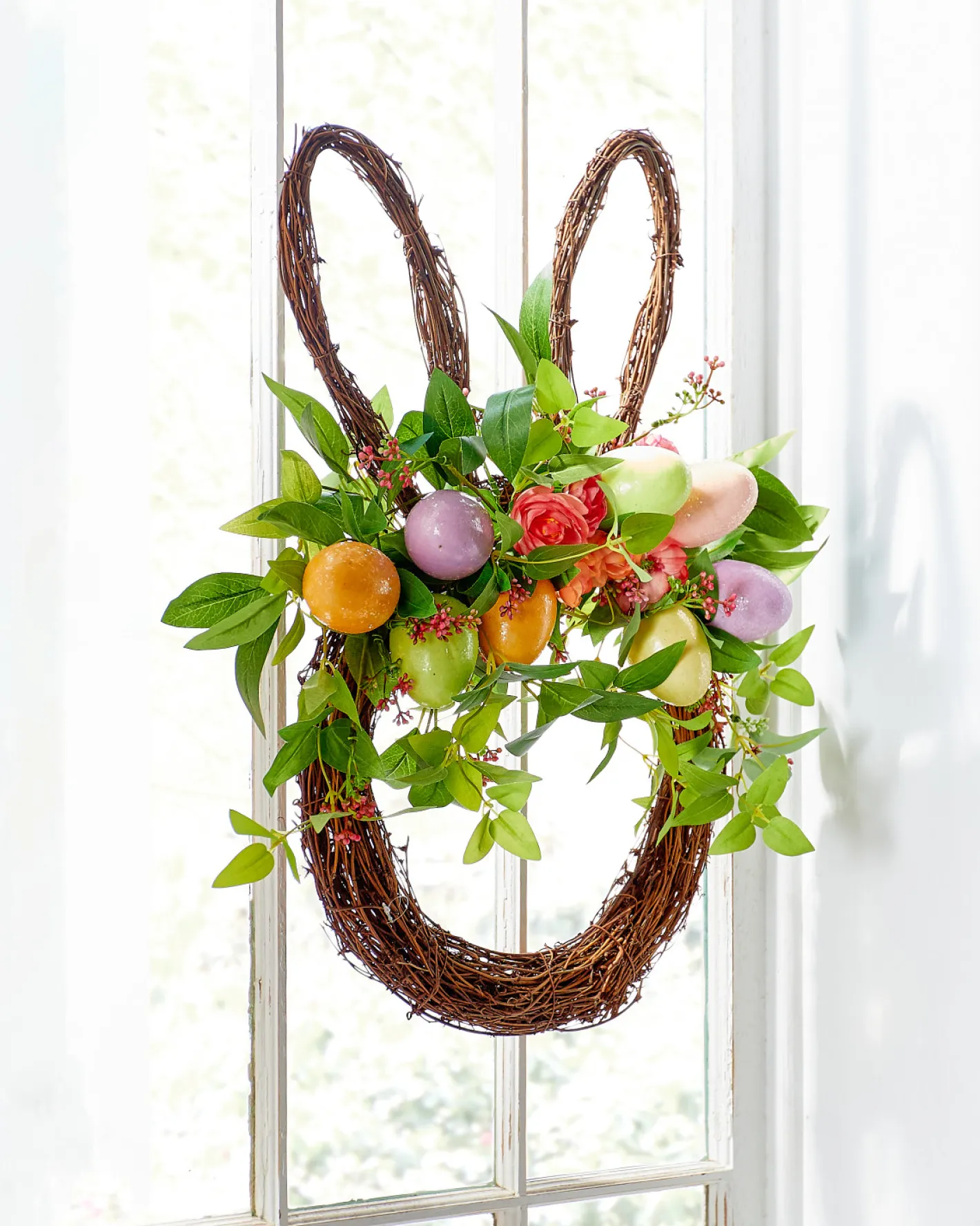 Raz Imports Raz 23" Easter Bunny Head Wreath with Flowers and Eggs W4506618 Sale