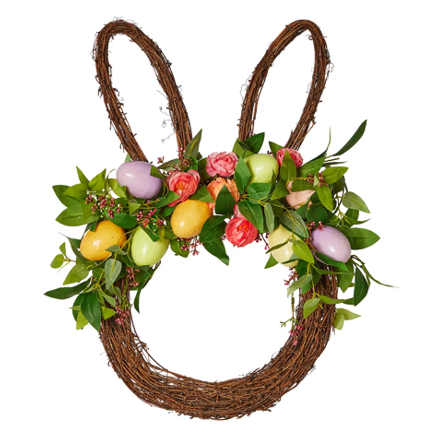 Raz Imports Raz 23" Easter Bunny Head Wreath with Flowers and Eggs W4506618 Sale