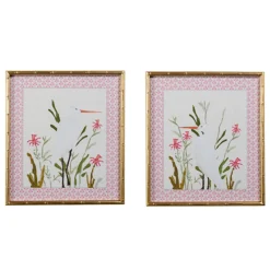 Raz Imports Raz 18" Egret in Gold Floral Framed Wall Art Set of 2 4544516 Hot