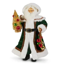 Raz Imports Raz 18" Elegant Green Christmastime Santa Figure 4515533 Clearance