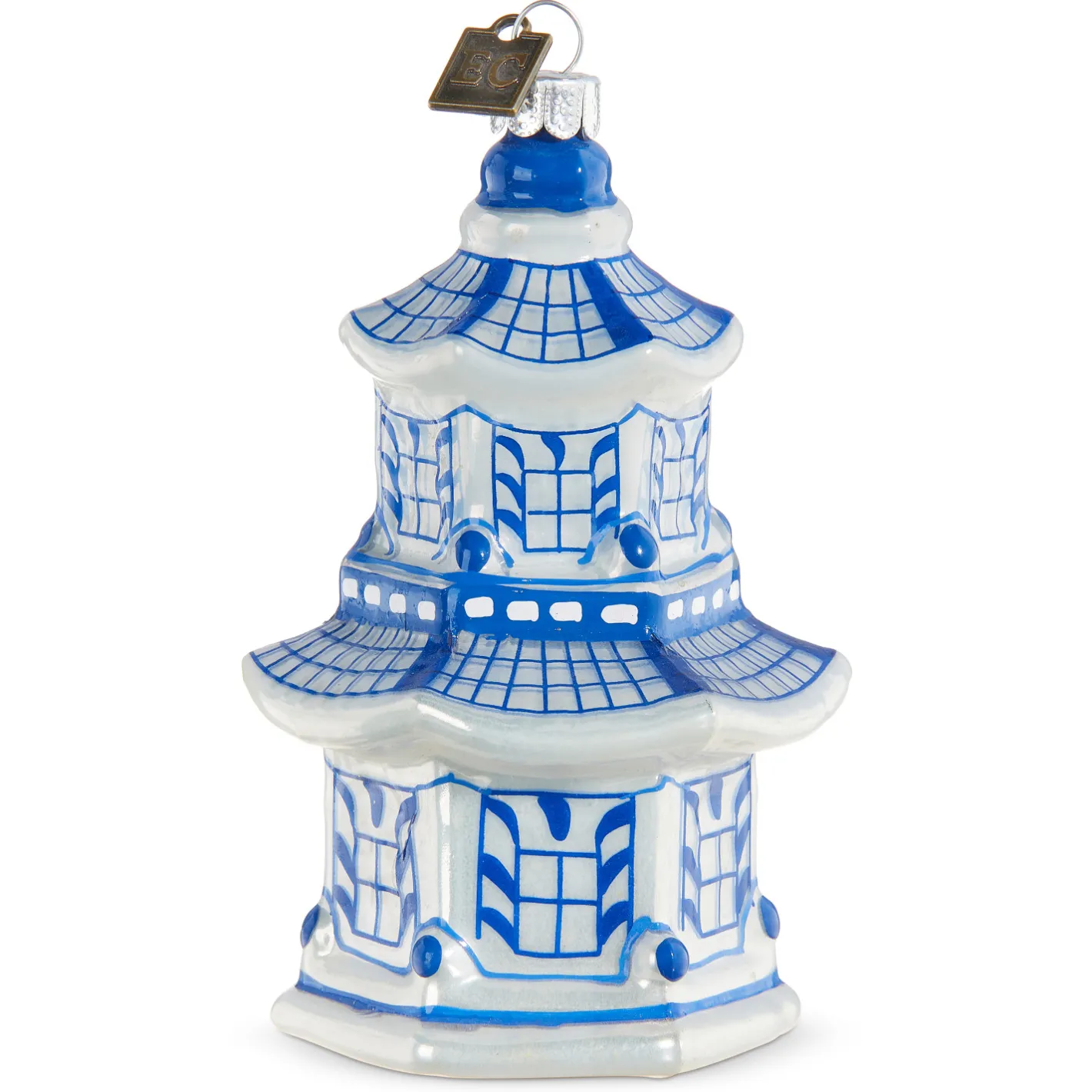 Raz Imports Raz 4.25" Eric Cortina Delft Pagoda Glass Christmas Ornament 3953018 Discount