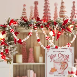 Raz Imports Raz 6' Felt Peppermint Pink, White and Red Christmas Tree Garland G4316077 Clearance