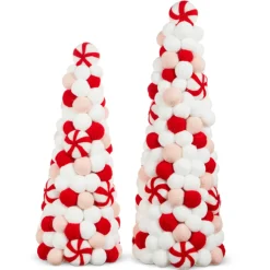 Raz Imports Raz 17.75" Felt Pink Peppermint Christmas Tree Figures 4316147 Sale