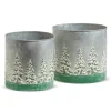 Raz Imports Raz 10.5" Galvanized Bucket with Embossed Trees Set of 2 4312372 Sale